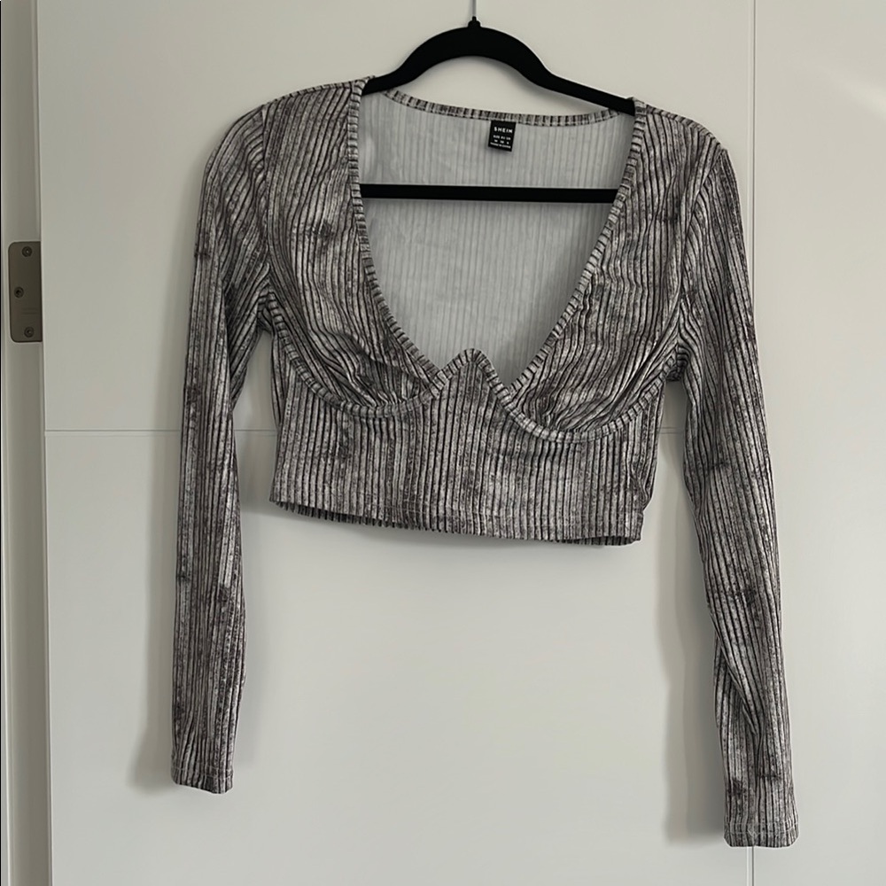 Striped Long Sleeve Crop Top